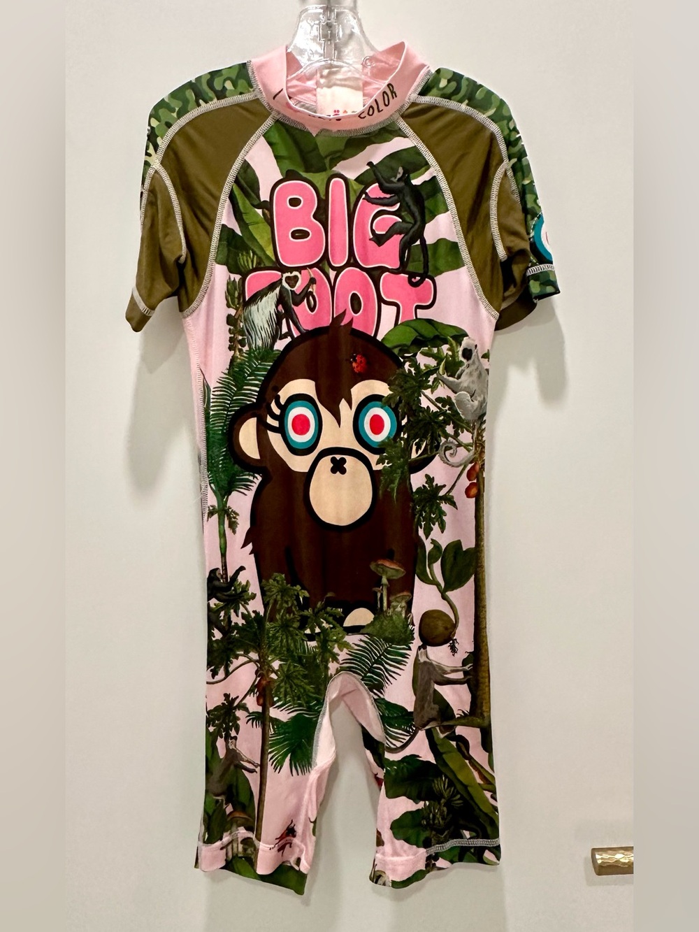 Krio Color Kids Pink One-Piece Swimsuit Rush guard Size 8-10. Mild wear